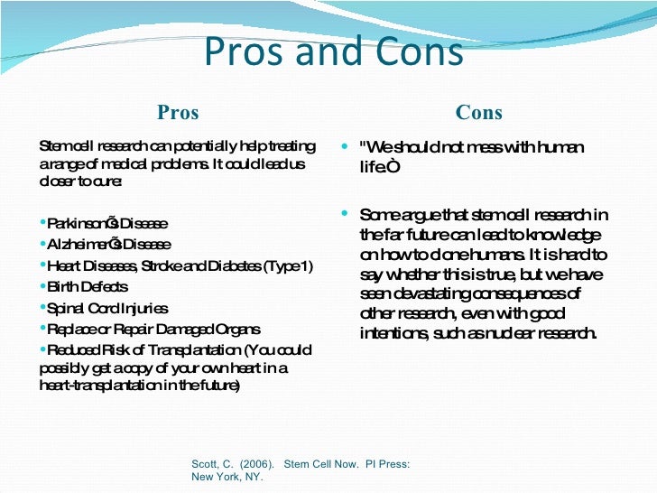 Pros And Cons Of Stem Cell Research Chart