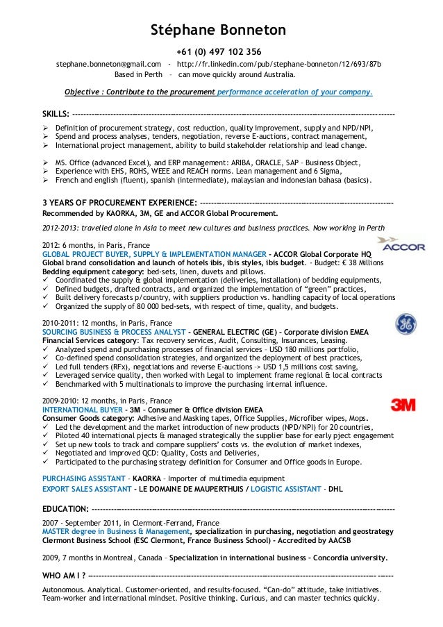 procurement cv format