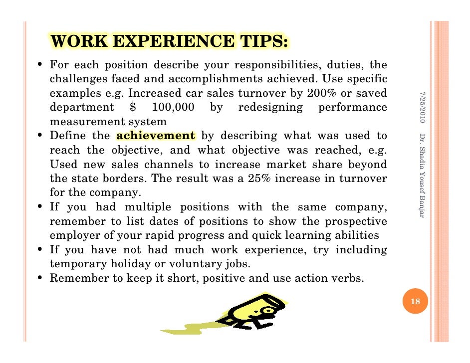describe your work experience