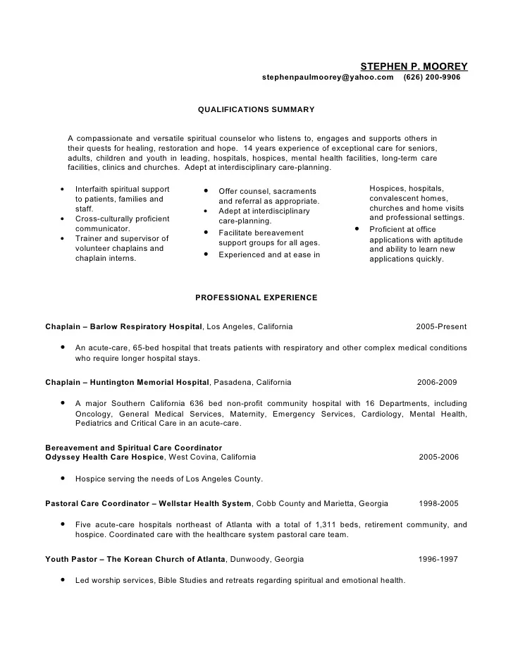 Steve Moorey Resume