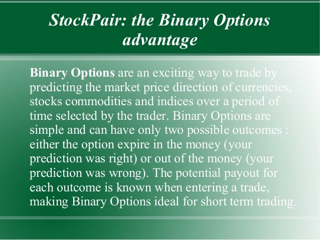 binary options and pair options trading