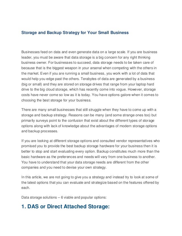 Storage and backup strategy for your small business.