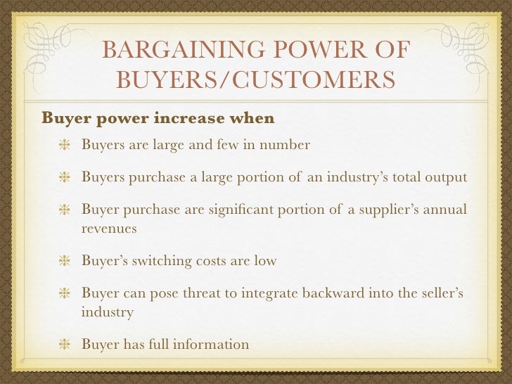 bargaining power of buyers in food industry Definition of bargaining power of customers: the buyers are concentrated or organized, (2) bargaining powe. bargaining power of buyers in food industry Definition of bargaining power of customers: the buyers are concentrated or organized, (2) bargaining powe.