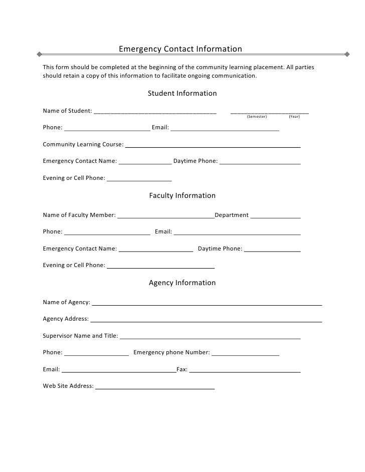 simple emergency contact form