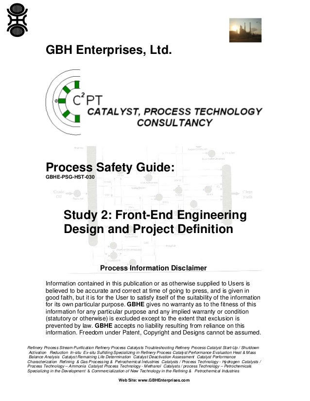 Study 2 FrontEnd Engineering Design and Project Definition