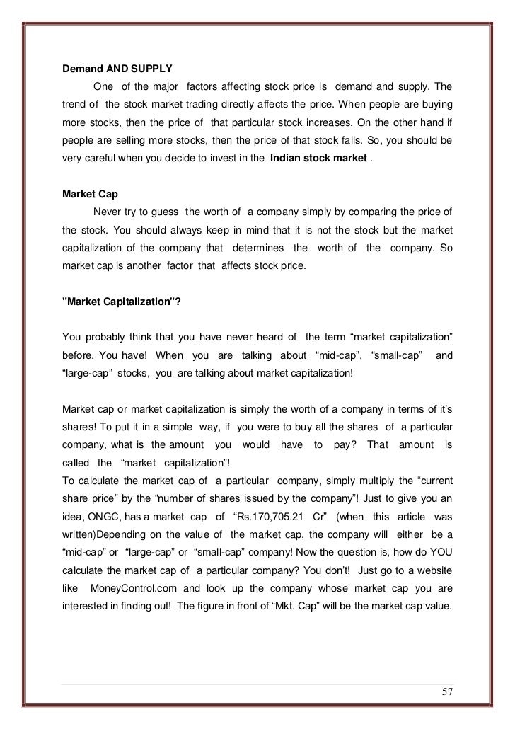 Essay on stock market