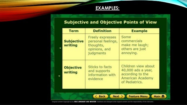 Subjective essay examples