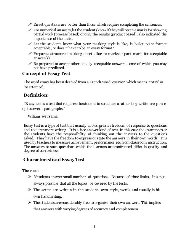 essay test meaning An essay exam is a type of test in which respondents answer questions with essays essay exams are designed to test both the. essay test meaning An essay exam is a type of test in which respondents answer questions with essays essay exams are designed to test both the.