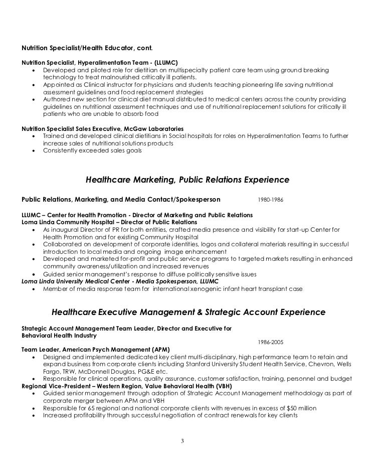 nutritionist resume