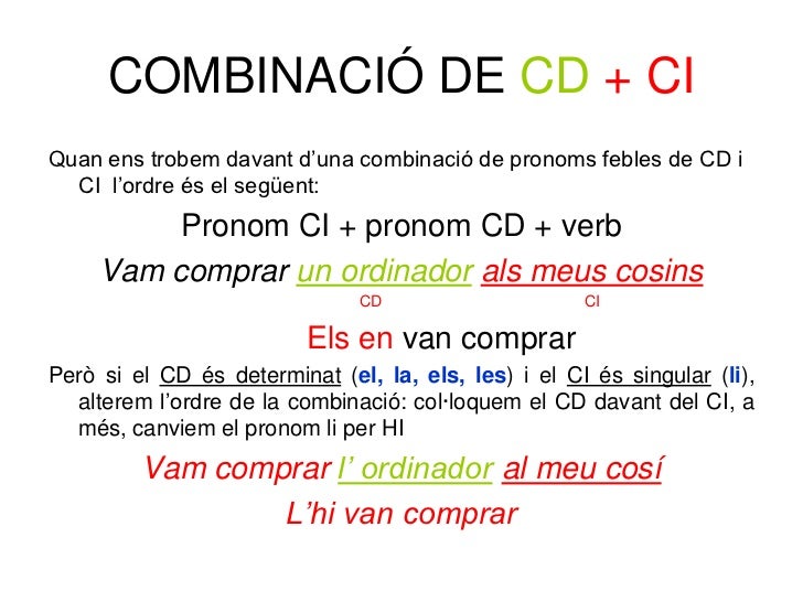 Substitució pronominal cd ci