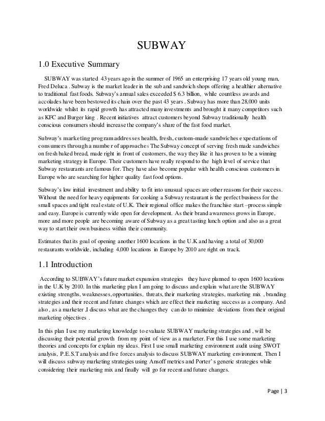 marketing research of subway The situation analysis page of the mplanscom sandwich restaurant sample marketing plan. marketing research of subway The situation analysis page of the mplanscom sandwich restaurant sample marketing plan.