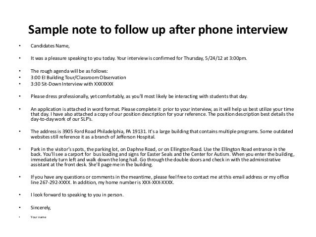calling after an interview