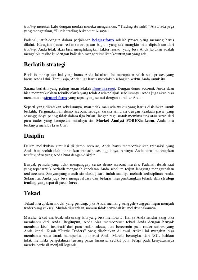 Sukses dari trading forex