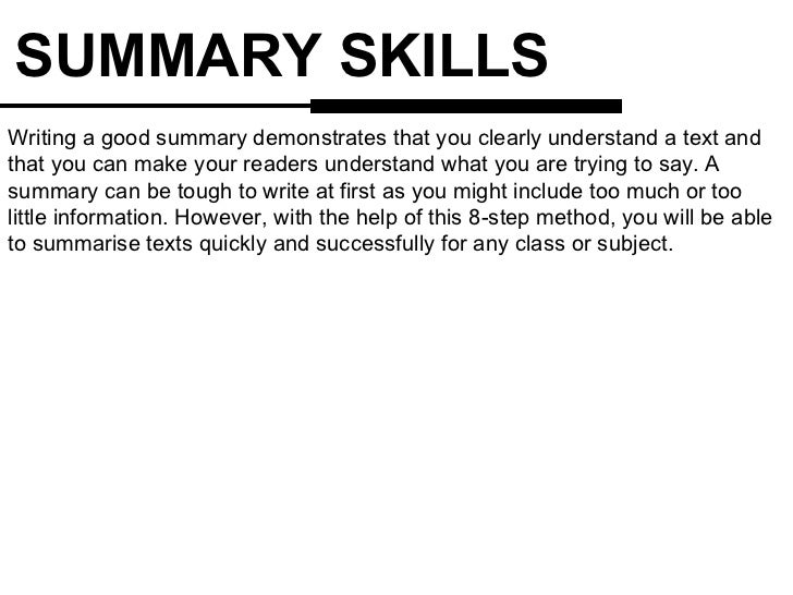 Summary writing skills