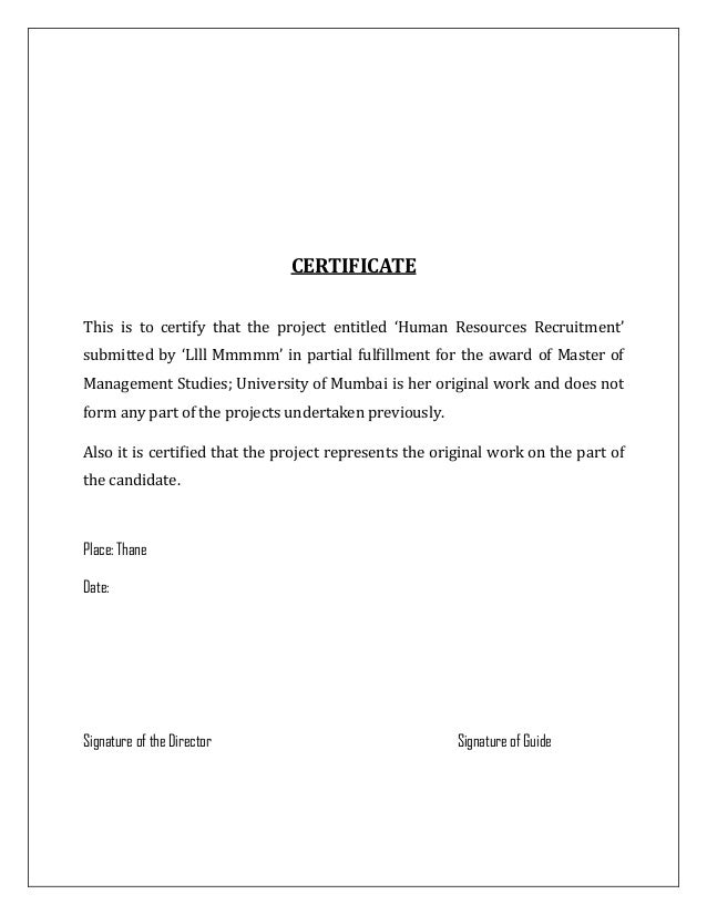 Summer Internship Certificate Format For Mba Hr summer internship project hr mba Summer Internship Certificate Format For Mba Hr summer internship project hr mba