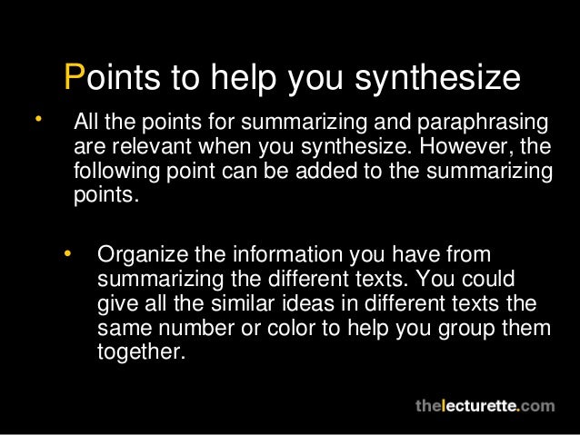 Resources for Writers: Synthesis Writing - Users drew edu