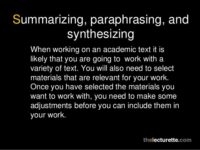Differences between summarizing and synthesizing