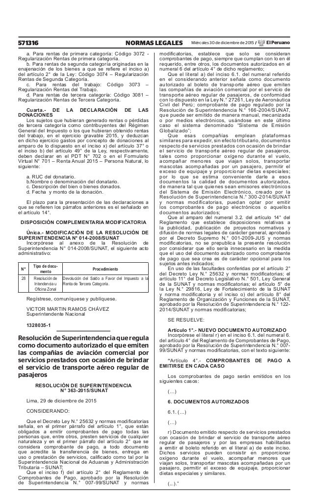 Normas Legales 30122015 Miercoles 30 De Diciembre De | sunat resoluci 243 n n 176 358 2015 aprueban disposiciones y Normas Legales 30122015 Miercoles 30 De Diciembre De | sunat resoluci 243 n n 176 358 2015 aprueban disposiciones y