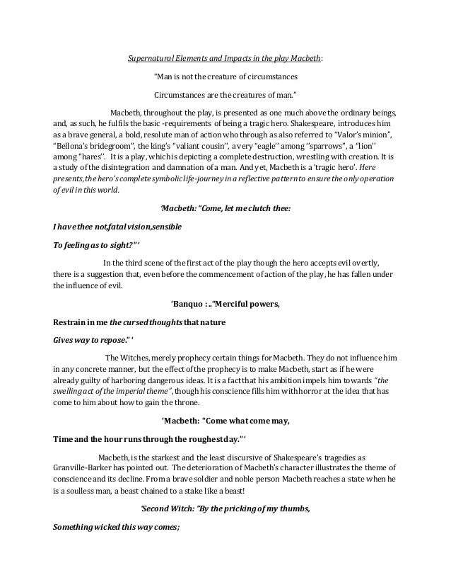 Macbeth supernatural essay