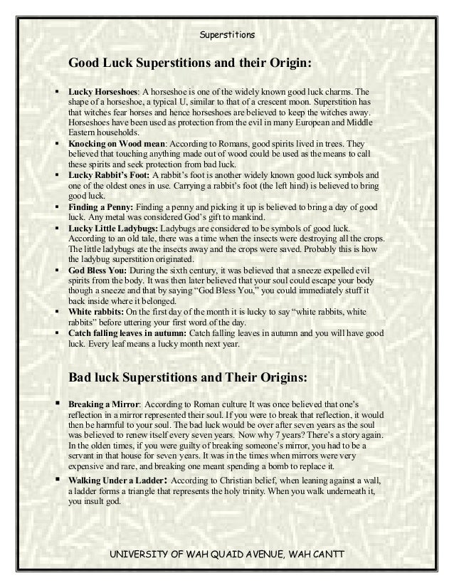 Essays on superstitions