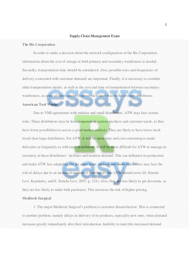 supply chain management essay This free business essay on essay: supply chain is perfect for business students to use as an example. supply chain management essay This free business essay on essay: supply chain is perfect for business students to use as an example.