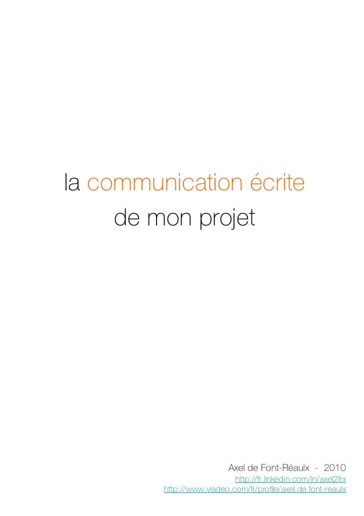 Lettre Décrivant Mon Projet Professionnel  la communication écrite de