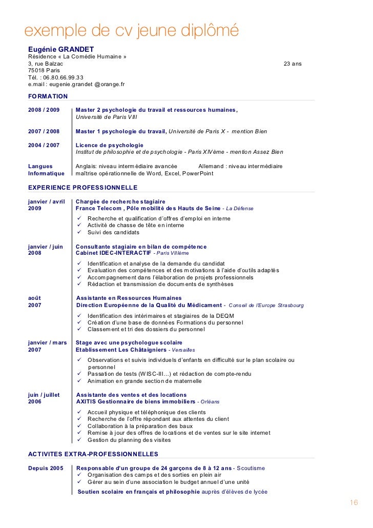 exemple de cv d un jeune de 17 ans à imprimer