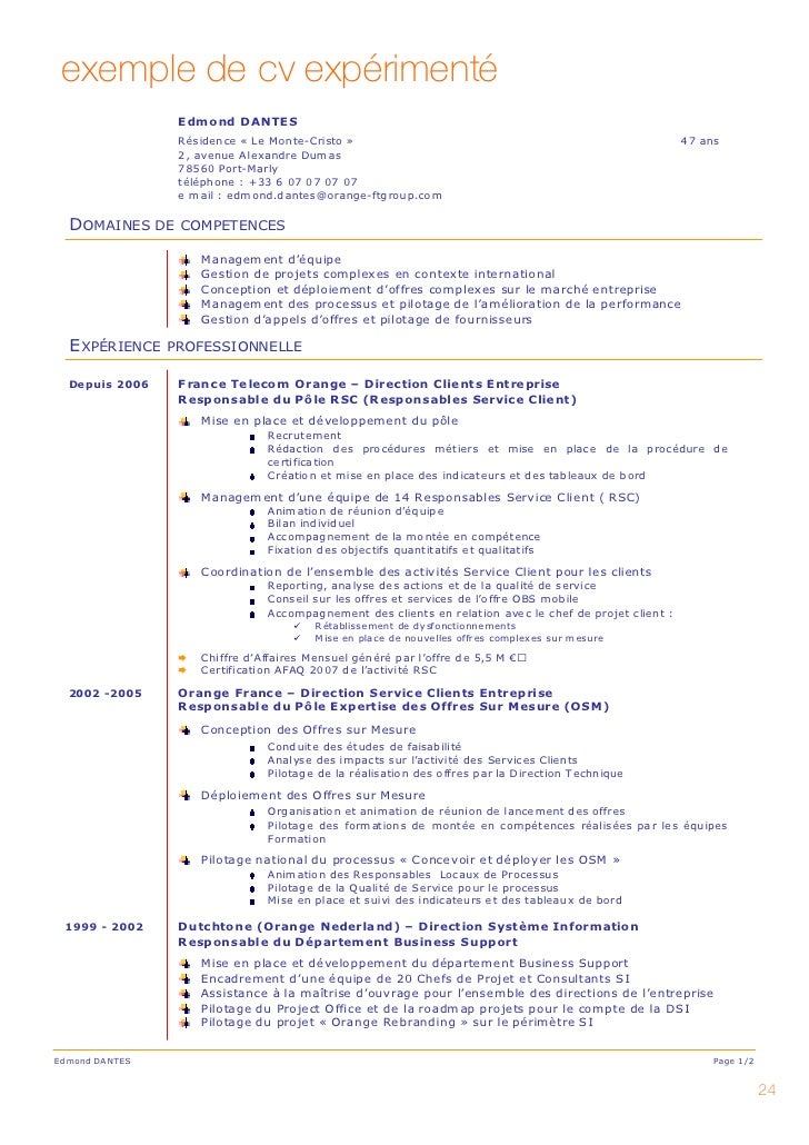 CV Management commercial  marketing N°37561  Exemple de CV Management 