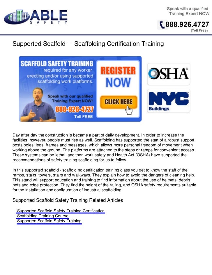 Supported scaffold scaffolding certification training