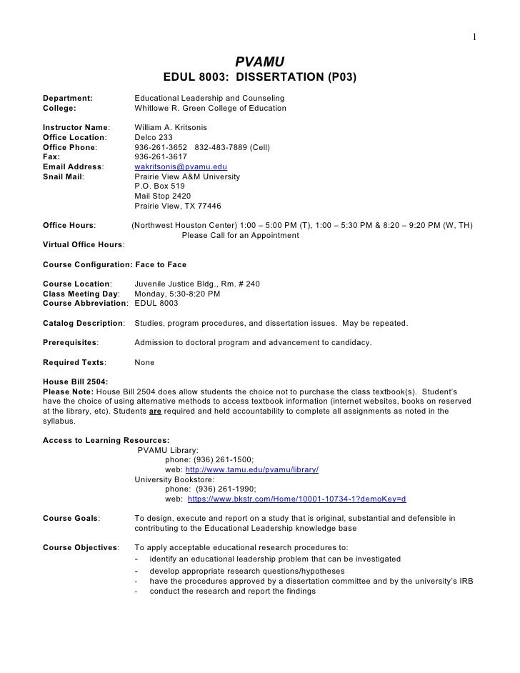 Doctoral dissertation syllabus