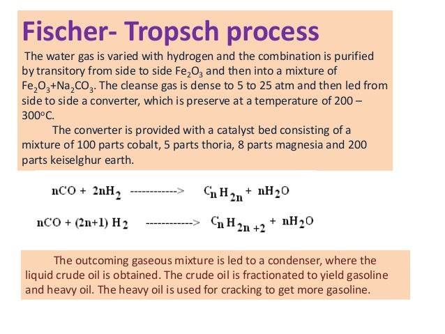 Image result for fischer tropsch process diagram from water gas