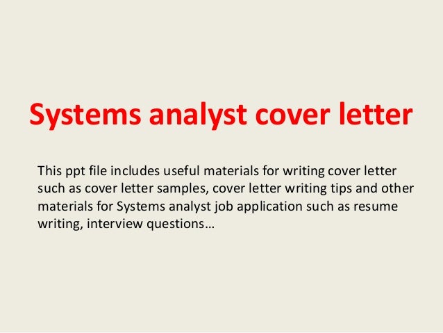 Systems analyst cover letter