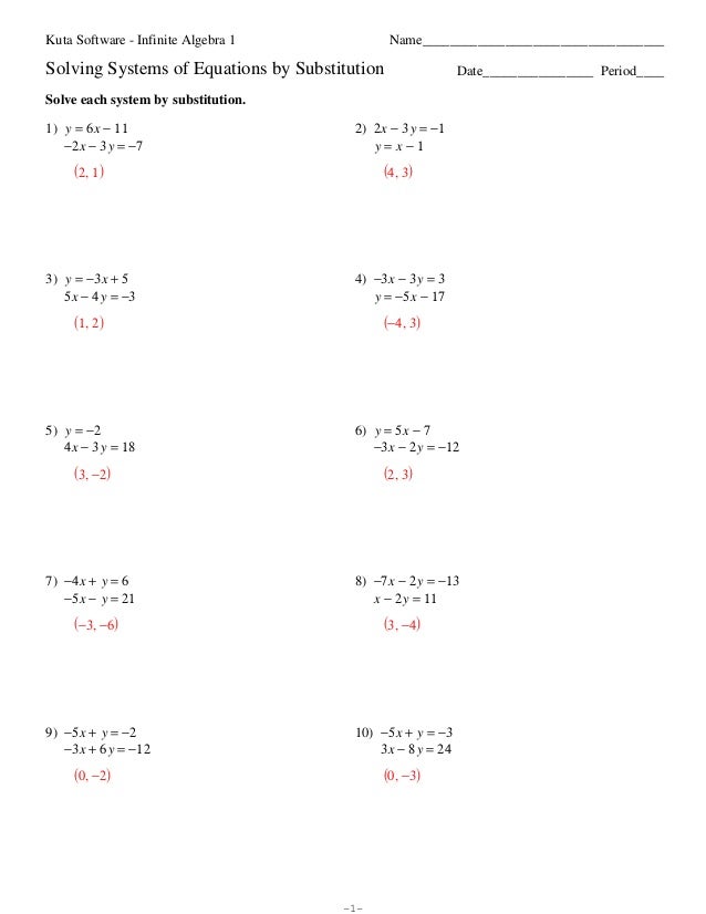 Solve Linear Equations Worksheet Pdf  solving systems of equations by elimination or 