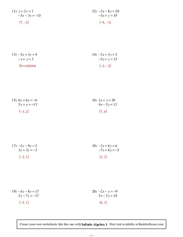 Systems Of Equations Worksheet Kuta Software Super WorkSheet