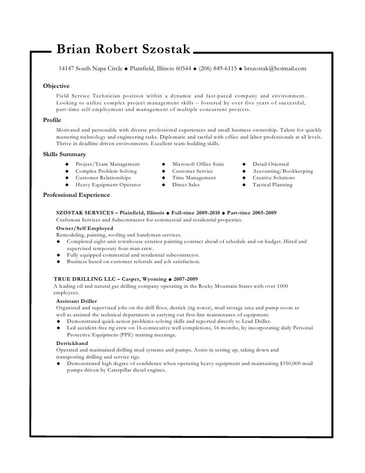resume for self employed contractor