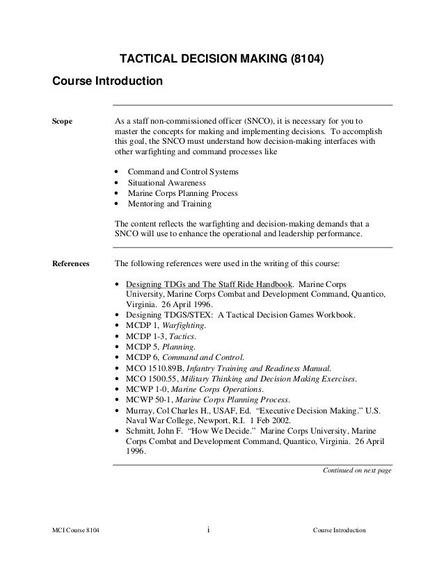 Tactical decision making