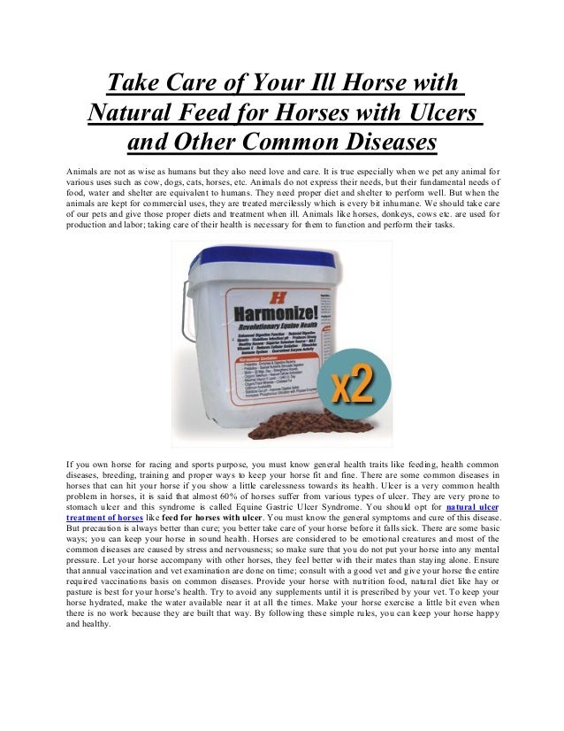 Take care of your ill horse with natural feed for horses with ulcers