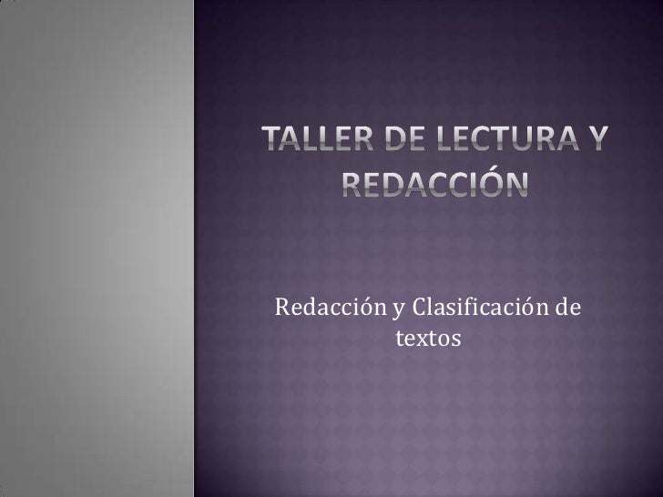 A TALLER DE LECTURA a taller de lectura:
