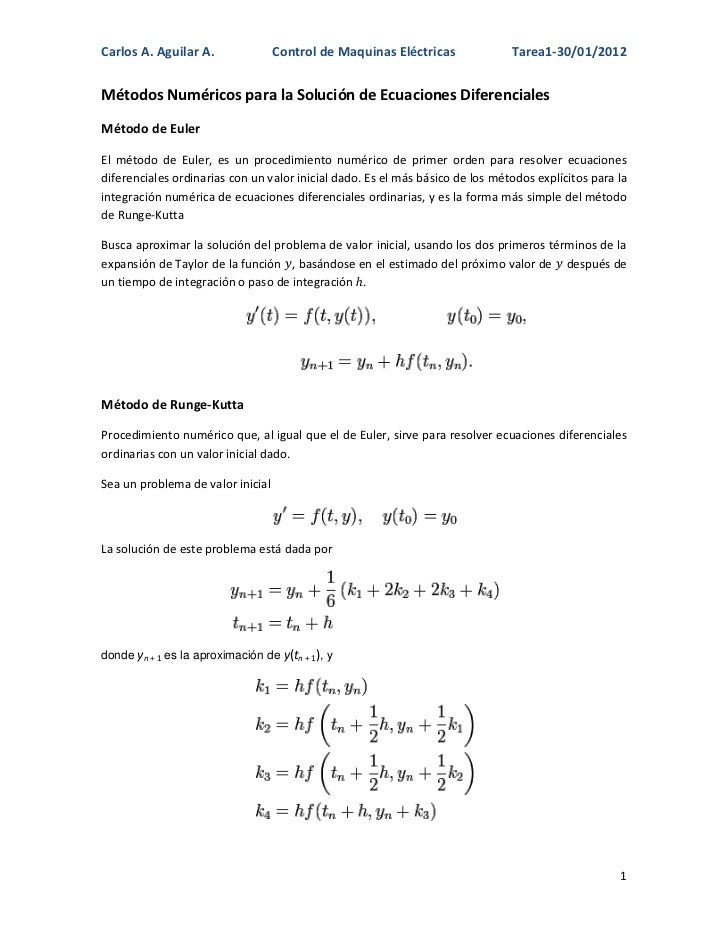 Solución de Ecuaciones Diferenciales Ordinarias por