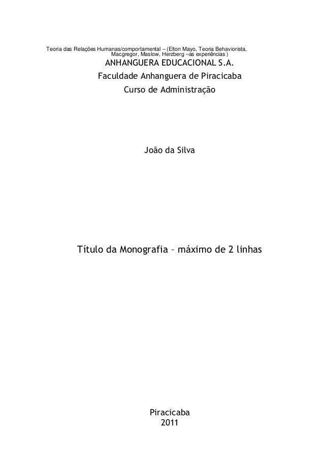 Modelo capa monografia