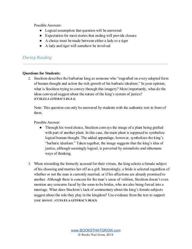 The lady or the tiger essay