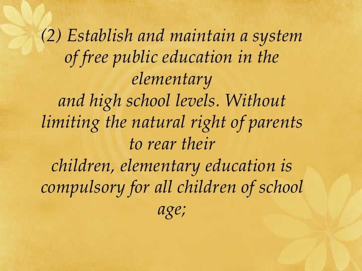 1987 constitution of the philippines: the right to quality education essay We follow this with a brief history of how equality of educational opportunity has 12 the scarcity of high-quality educational opportunity or according to a sufficiency threshold (adequacy model) state constitutions differ as to should the state seek to correct for the disadvantages of those children. 1987 constitution of the philippines: the right to quality education essay We follow this with a brief history of how equality of educational opportunity has 12 the scarcity of high-quality educational opportunity or according to a sufficiency threshold (adequacy model) state constitutions differ as to should the state seek to correct for the disadvantages of those children.