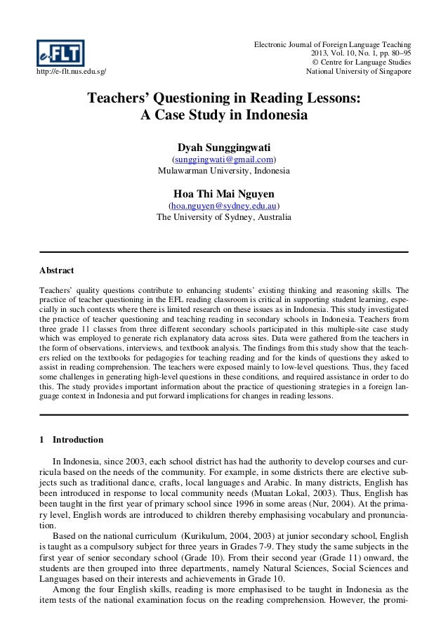 Reading strategies thesis
