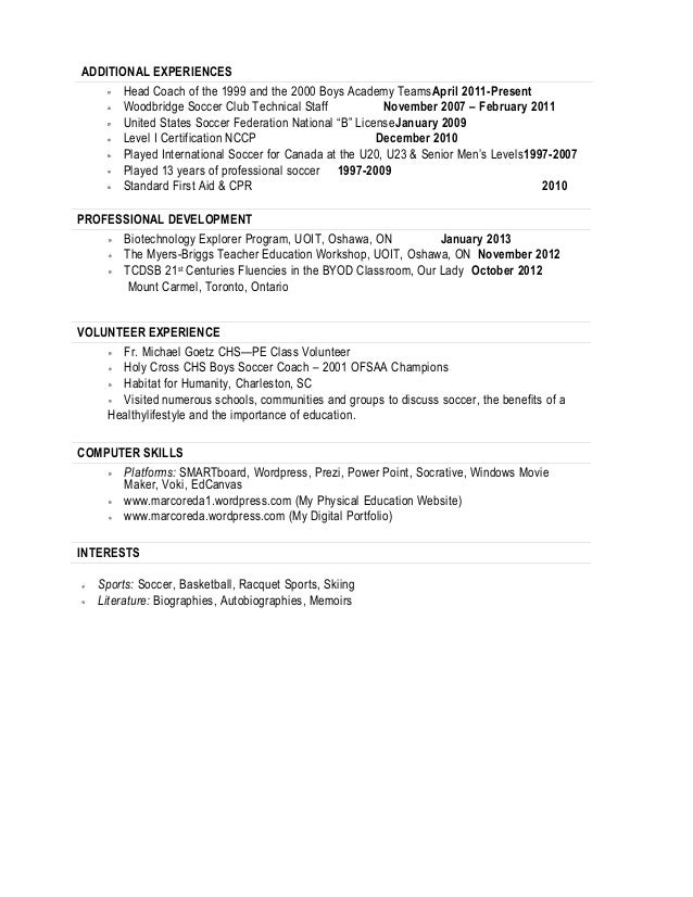 sample coach resumes