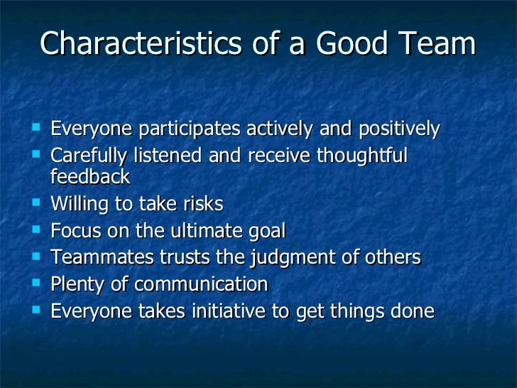 team work good work characteristics