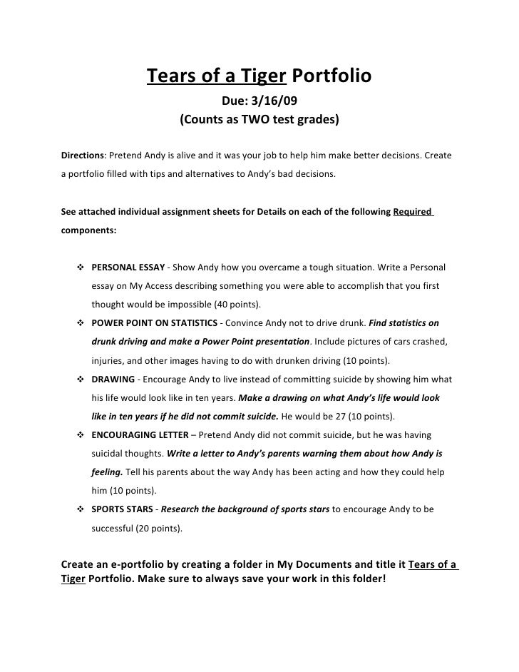5 paragraph essay on tears of a tiger