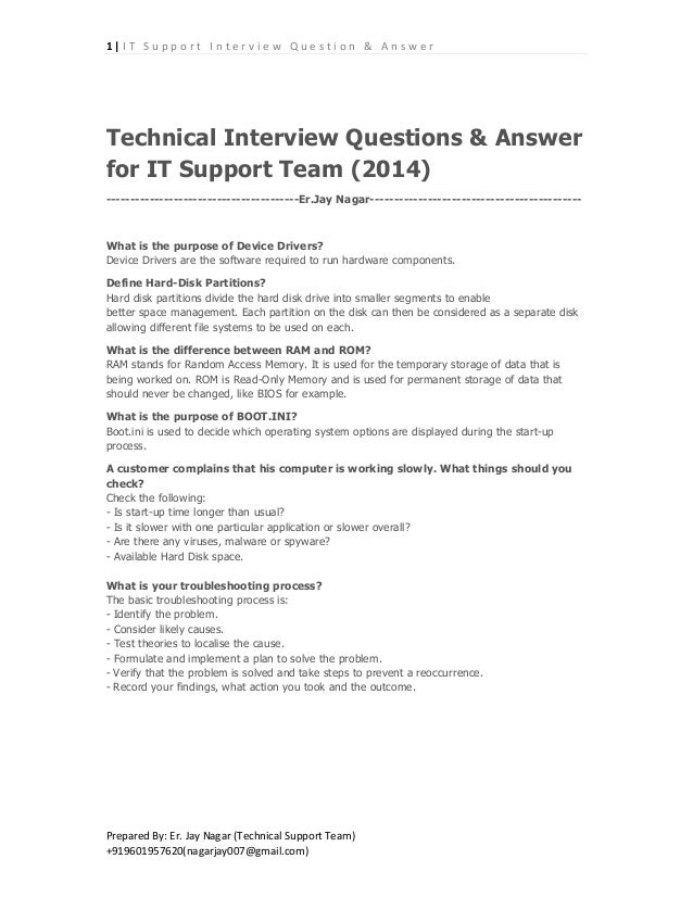 interview questions for it support