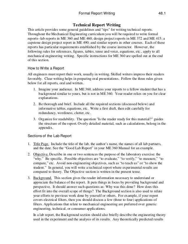 technical report writing format technical report writing format
