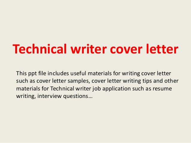 Sample of Technical Writer Resume Cover Letter