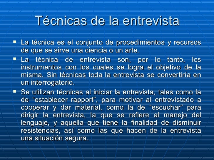 Tecnicas De Entrevista